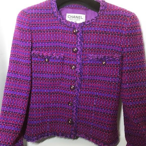 Chanel purple fringe tweed jacket - Picture 2 of 8
